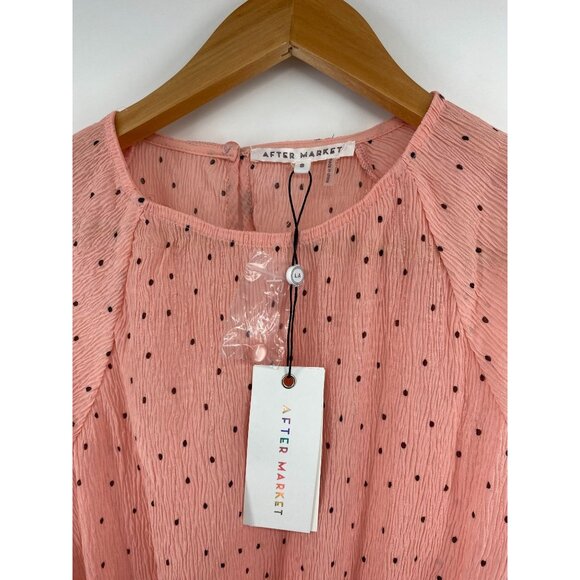 After Market Women's Ruffled Polka Dot Blouse Small Peach New - Picture 2 of 6